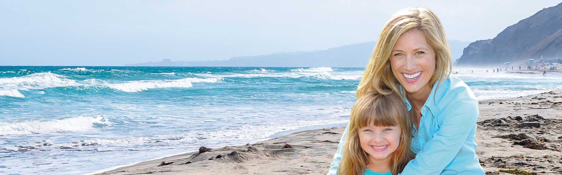 mother and daughter on the beach
